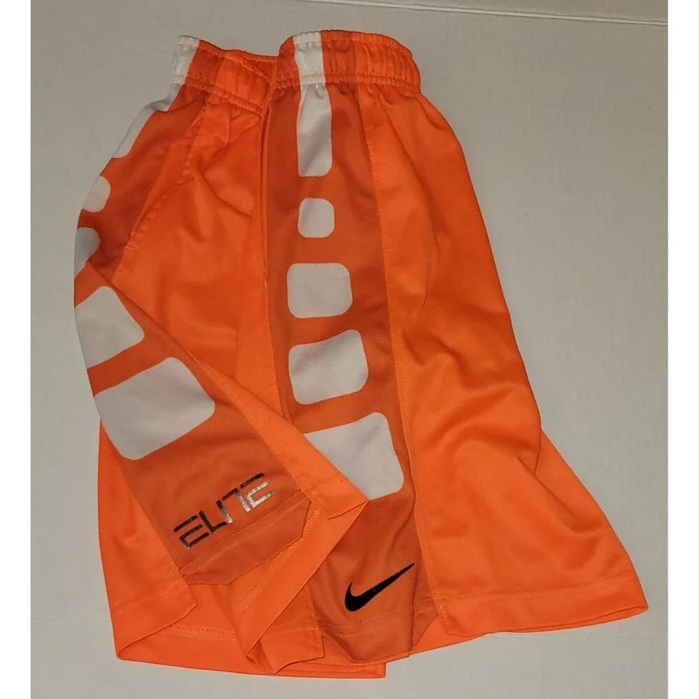 Nike Dri-FIT Kids Orange Solid Knit Shorts Size S Drawstring Elastic Waist